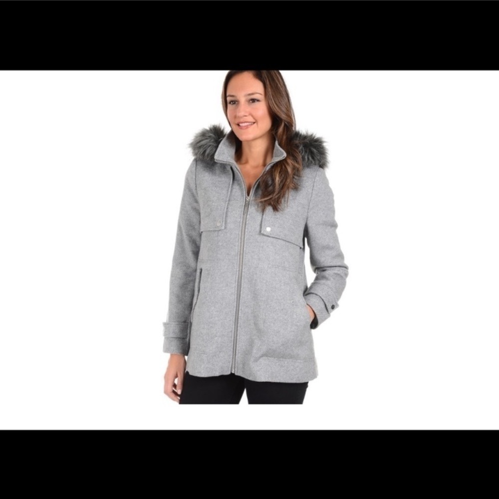 Women's Kensie Faux-Fur Hooded Tweed‎ Jacket